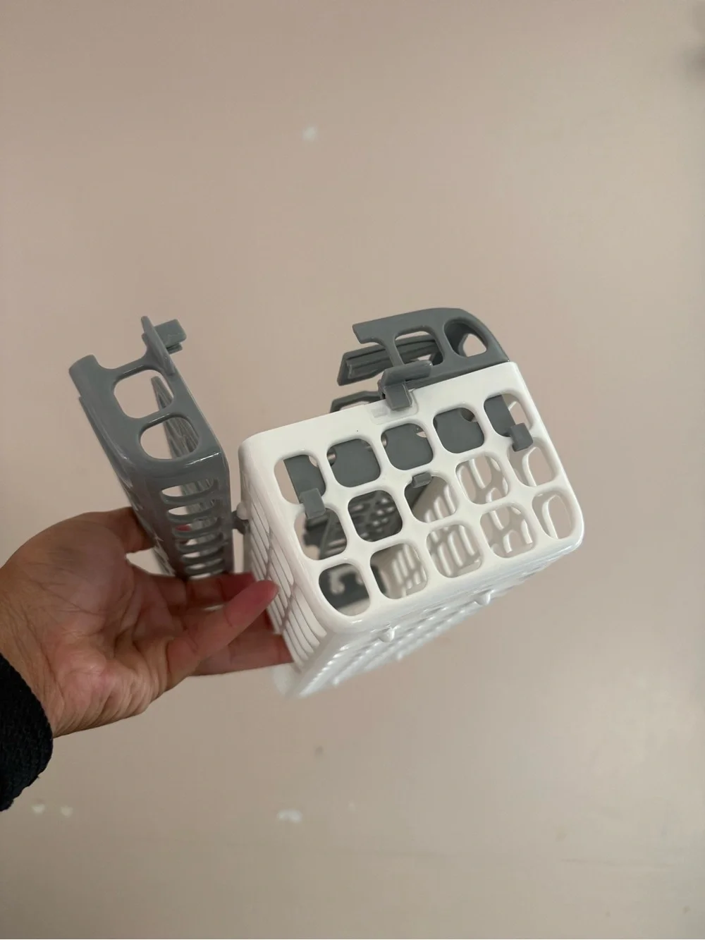 Gray and White Plastic Dishwasher with Storage Caddy